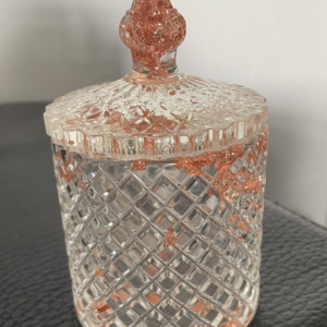 Jolie boite transparente avec paillettes cuivrées
