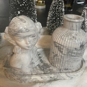Ensemble décoration 3 pièces en gris marbré