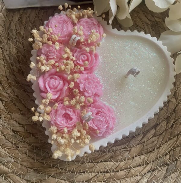 BOUGIE "JE T'AIME" DANS SON COEUR EN JESMONITE